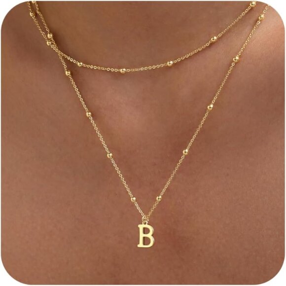 Elegant 14K Gold Plated Initial Necklace with Lobster Clasp - Jewelry Gift - Picture 9 of 9